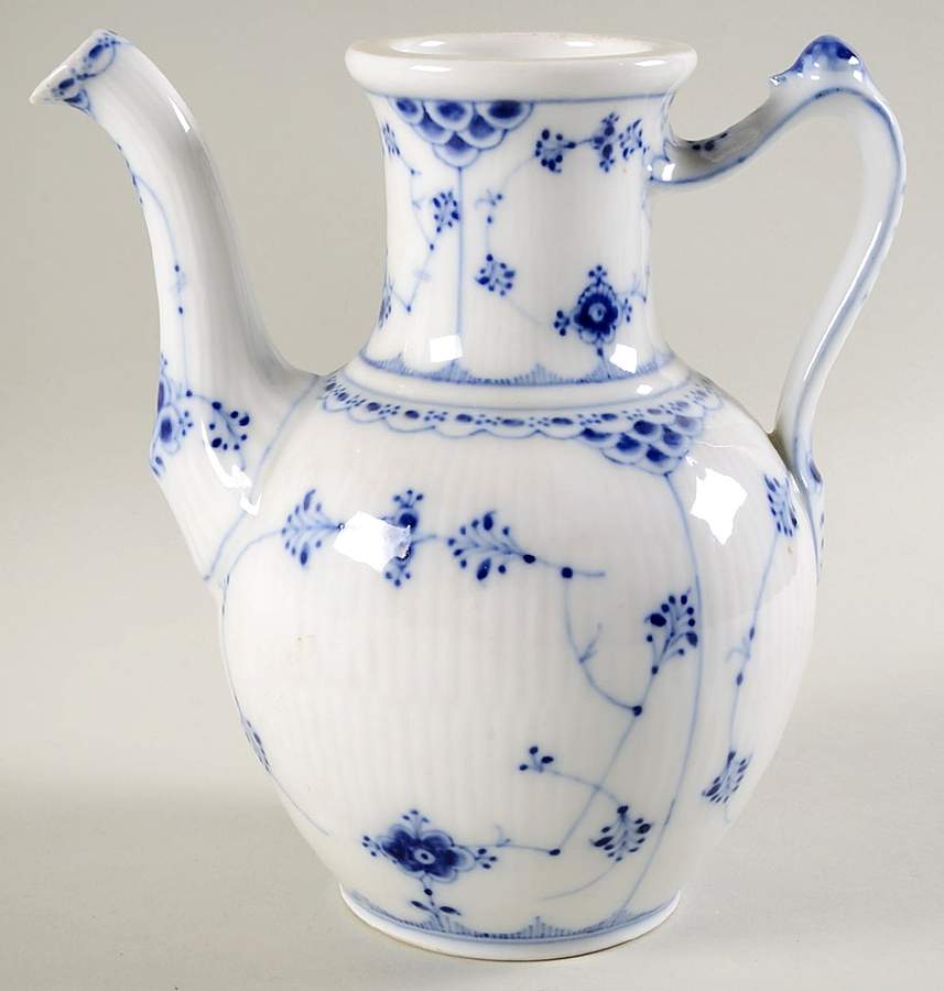 Blue Fluted Half Lace Border (No Trim) Coffee Pot No Lid by Royal Copenhagen-1