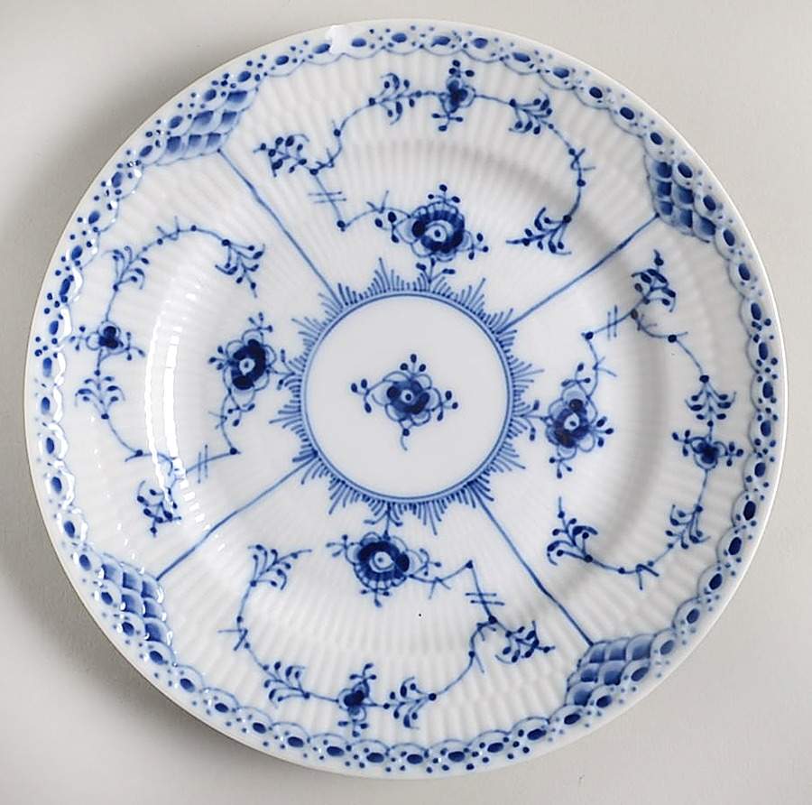 Blue Fluted Half Lace Border (No Trim) Dessert/Pie Plate by Royal Copenhagen-1