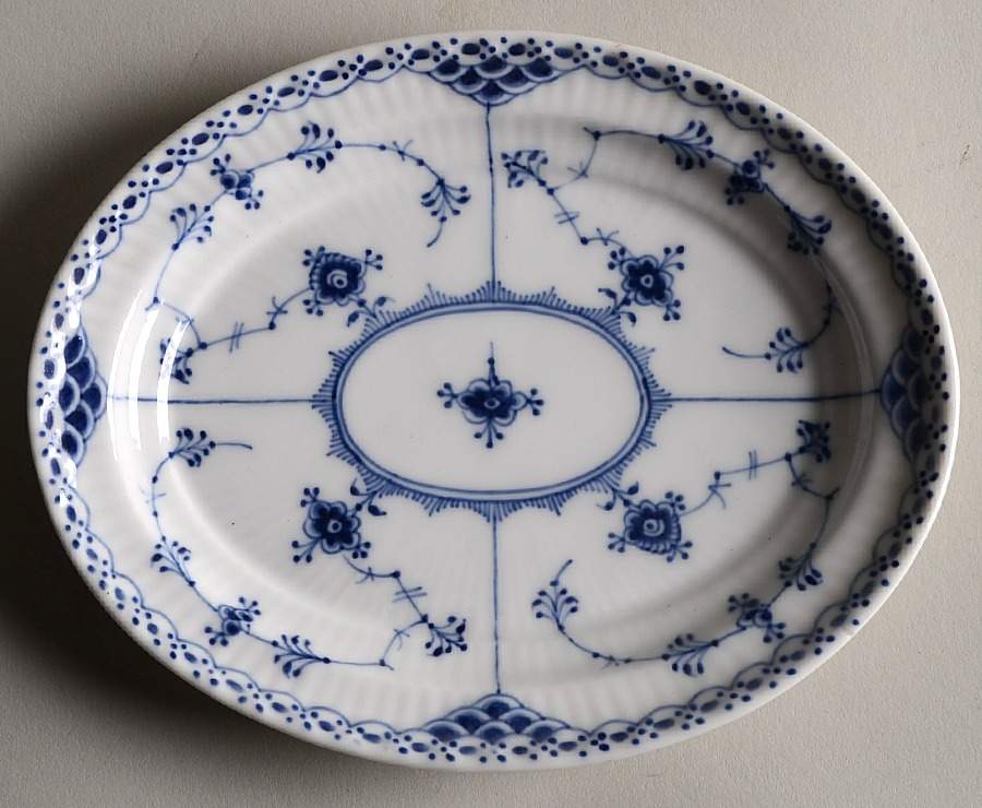 Blue Fluted Half Lace Border (No Trim) Pickle Dish by Royal Copenhagen-1