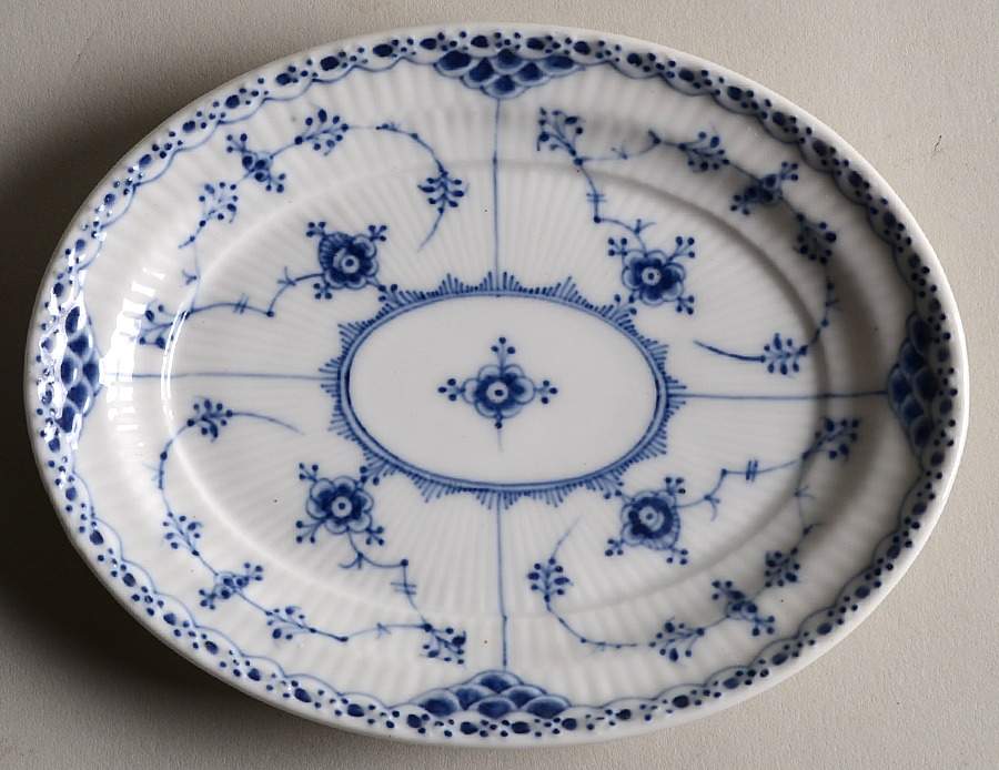 Blue Fluted Half Lace Border (No Trim) Pickle Dish by Royal Copenhagen-1