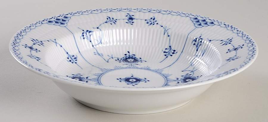 Blue Fluted Half Lace Border (No Trim) Rim Soup Bowl by Royal Copenhagen-1