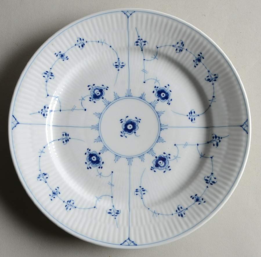 Blue Fluted Half Lace Border (No Trim) Luncheon Plate by Royal Copenhagen-1
