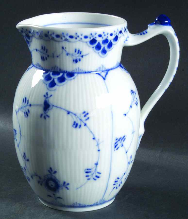 Blue Fluted Half Lace Border (No Trim) 24 Oz Pitcher by Royal Copenhagen-1