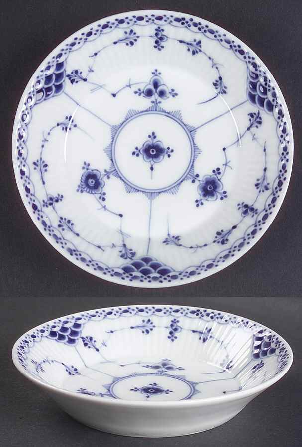Blue Fluted Half Lace Border (No Trim) Fruit/Dessert (Sauce) Bowl by Royal Copenhagen-1