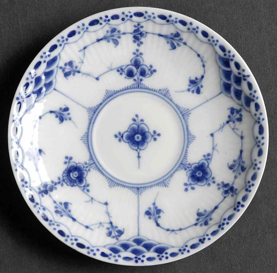 Blue Fluted Half Lace Border (No Trim) Saucer for Flat Demitasse Cup by Royal Copenhagen-1