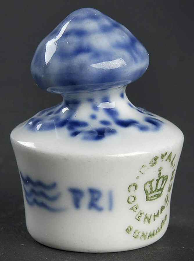 Blue Fluted Half Lace Border (No Trim) Stopper for Vinegar/Oil by Royal Copenhagen-1
