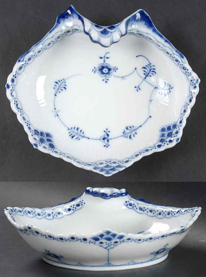 Blue Fluted Half Lace Border (No Trim) Pickle Dish by Royal Copenhagen-1