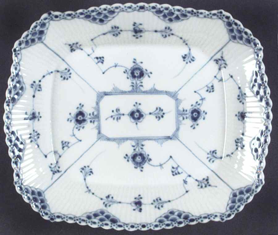 Blue Fluted Half Lace Border (No Trim) 8" Square Cake Plate by Royal Copenhagen-1
