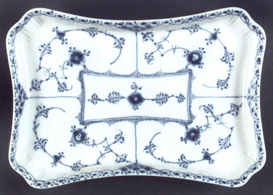 Blue Fluted Half Lace Border (No Trim) Rectangular Tray by Royal Copenhagen-1