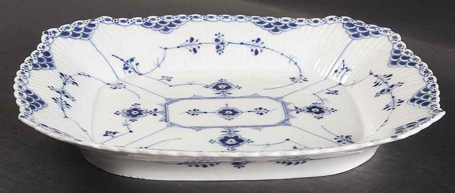 Blue Fluted Half Lace Border (No Trim) 10" Square Cake Plate by Royal Copenhagen-1
