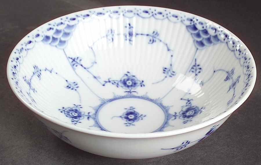 Blue Fluted Half Lace Border (No Trim) Coupe Cereal Bowl by Royal Copenhagen-1