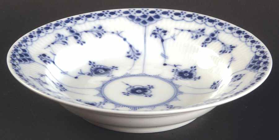 Blue Fluted Half Lace Border (No Trim) Coupe Cereal Bowl by Royal Copenhagen-1