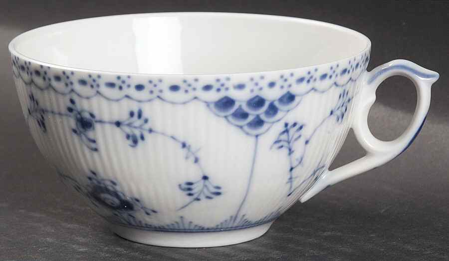 Blue Fluted Half Lace Border (No Trim) Breakfast Cup by Royal Copenhagen-1