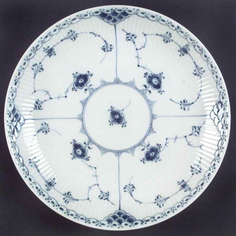 Blue Fluted Half Lace Border (No Trim) Cake Plate by Royal Copenhagen-1