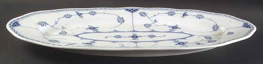 Blue Fluted Half Lace Border (No Trim) 24" Fish Platter by Royal Copenhagen-1