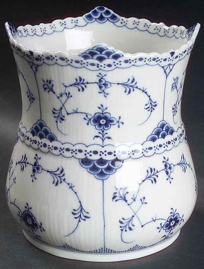 Blue Fluted Half Lace Border (No Trim) 6" Vase by Royal Copenhagen-1