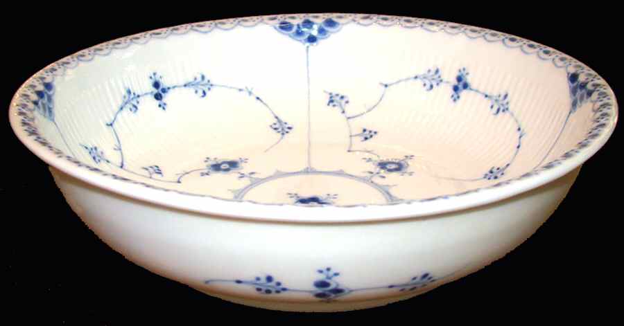 Blue Fluted Half Lace Border (No Trim) 8" Round Vegetable Bowl by Royal Copenhagen-1