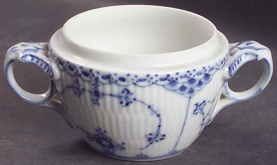 Blue Fluted Half Lace Border (No Trim) Sugar Bowl No Lid by Royal Copenhagen-1