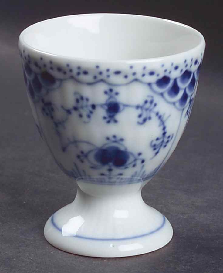 Blue Fluted Half Lace Border (No Trim) Single Egg Cup by Royal Copenhagen-1