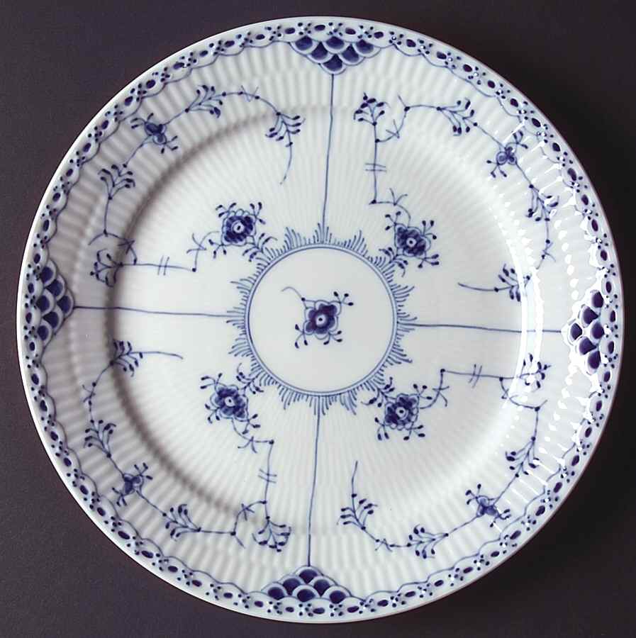 Blue Fluted Half Lace Border (No Trim) Dinner Plate by Royal Copenhagen-1