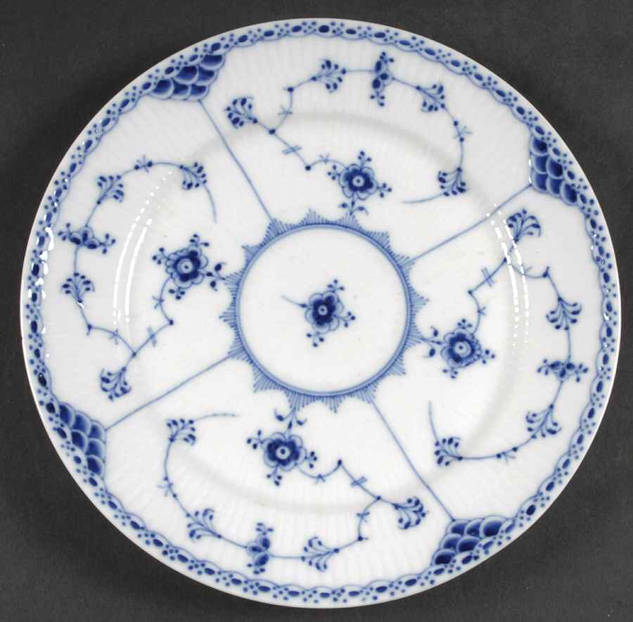 Blue Fluted Half Lace Border (No Trim) Luncheon Plate by Royal Copenhagen-1