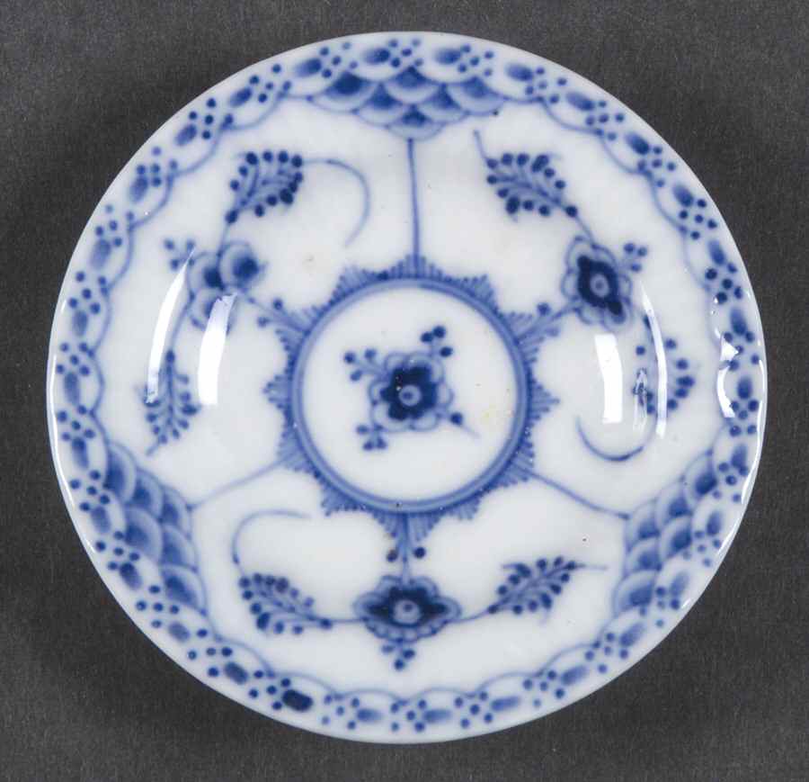 Blue Fluted Half Lace Border (No Trim) Butter Pat by Royal Copenhagen-1