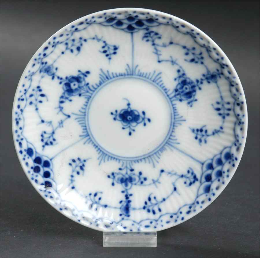 Blue Fluted Half Lace Border (No Trim) Saucer for Flat Demitasse Cup by Royal Copenhagen-1