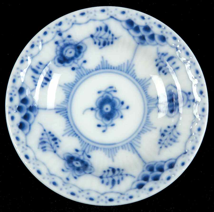 Blue Fluted Half Lace Border (No Trim) Butter Pat by Royal Copenhagen-1