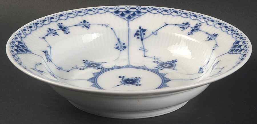 Blue Fluted Half Lace Border (No Trim) Rim Soup Bowl by Royal Copenhagen-1