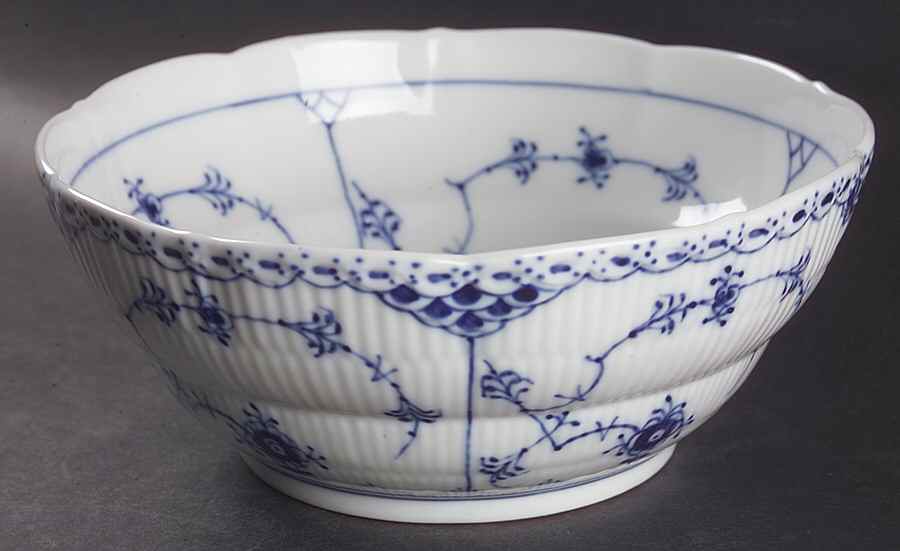Blue Fluted Half Lace Border (No Trim) 7" Salad Serving Bowl by Royal Copenhagen-1