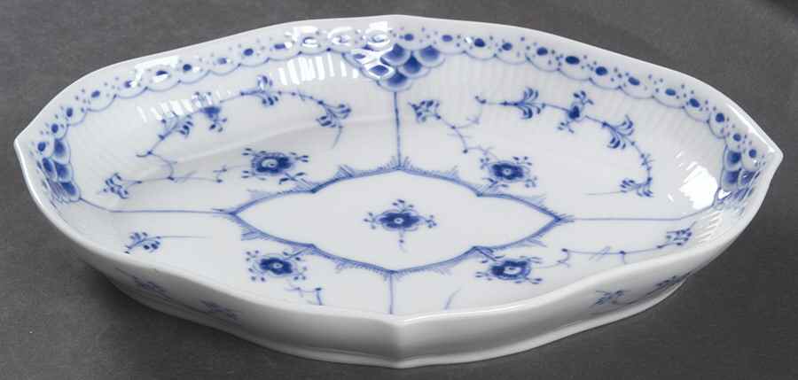 Blue Fluted Half Lace Border (No Trim) Pickle Dish by Royal Copenhagen-1