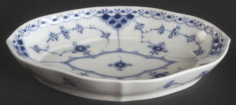 Blue Fluted Half Lace Border (No Trim) Pickle Dish by Royal Copenhagen-1