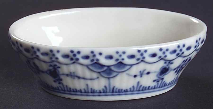 Blue Fluted Half Lace Border (No Trim) Salt Dip by Royal Copenhagen-1