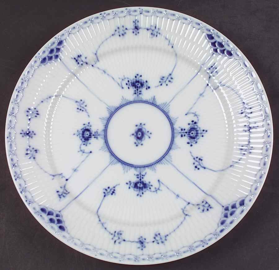 Blue Fluted Half Lace Border (No Trim) Dinner Plate by Royal Copenhagen-1