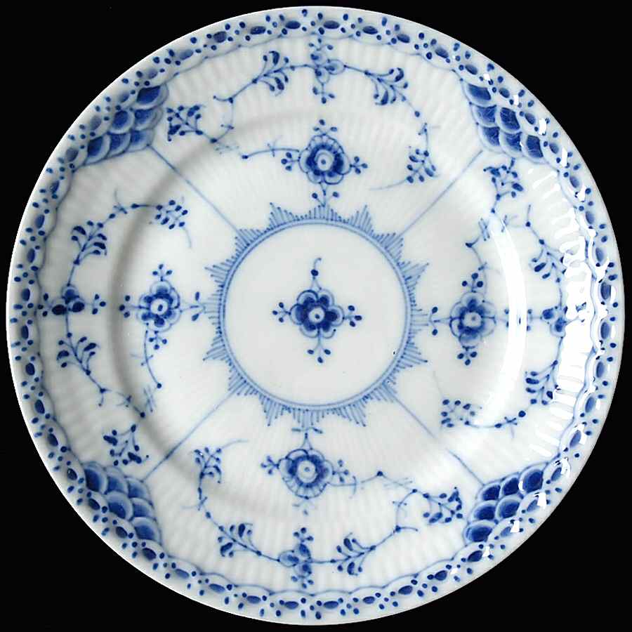 Blue Fluted Half Lace Border (No Trim) Bread & Butter Plate by Royal Copenhagen-1
