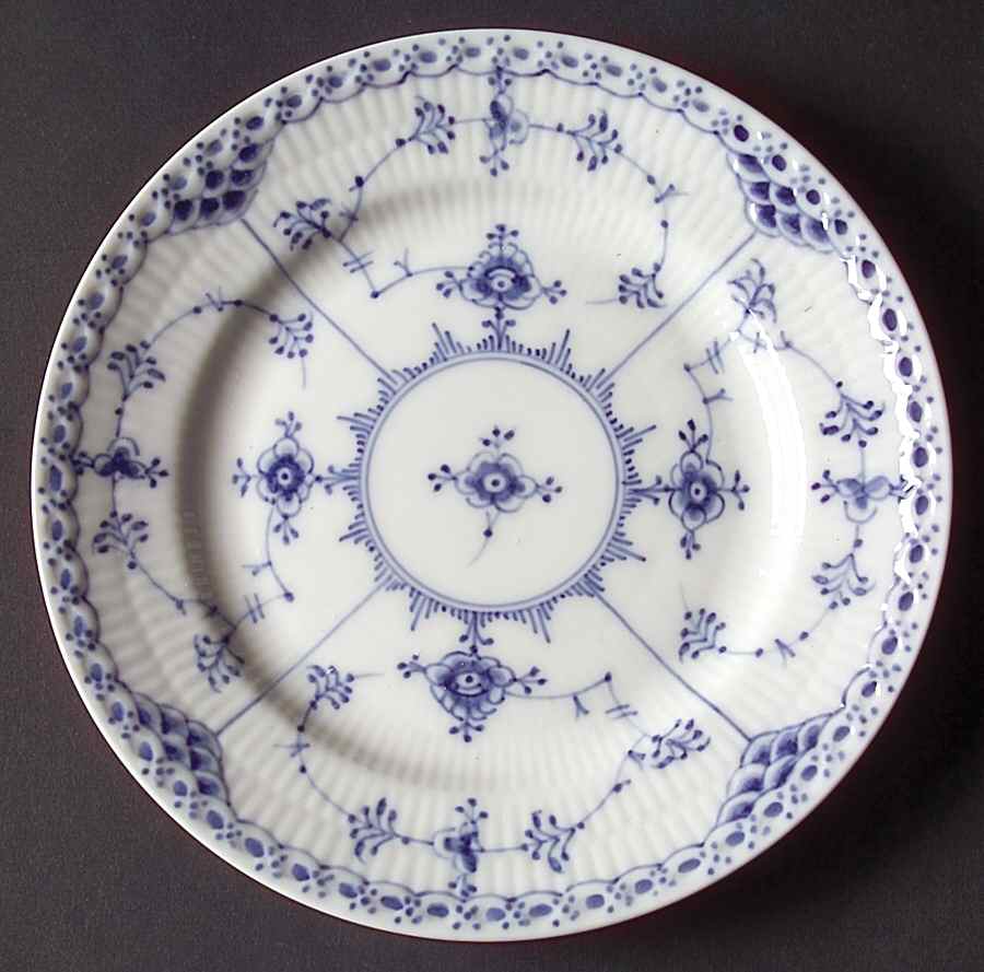 Blue Fluted Half Lace Border (No Trim) Bread & Butter Plate by Royal Copenhagen-1