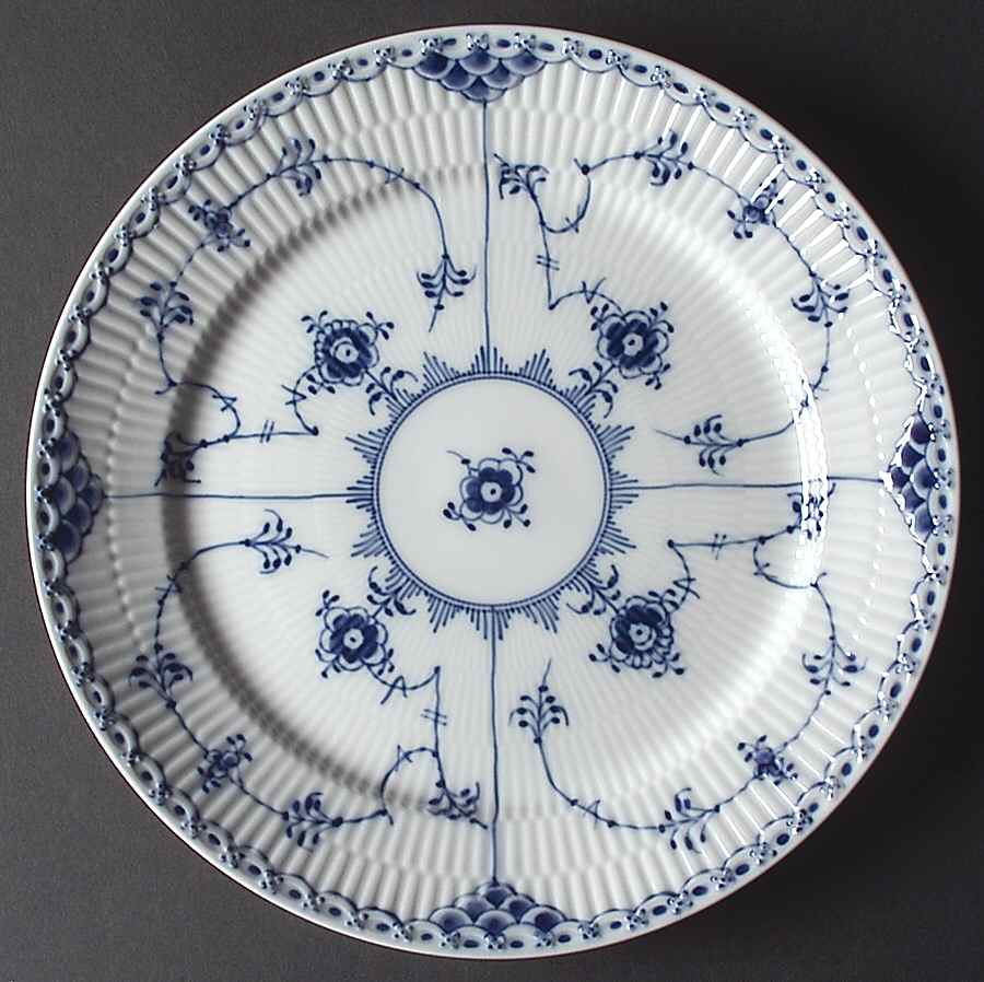 Blue Fluted Half Lace Border (No Trim) Dinner Plate by Royal Copenhagen-1