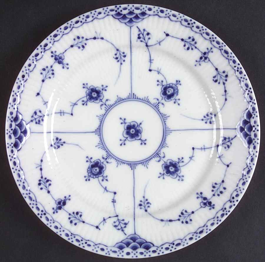 Blue Fluted Half Lace Border (No Trim) Salad Plate by Royal Copenhagen-1