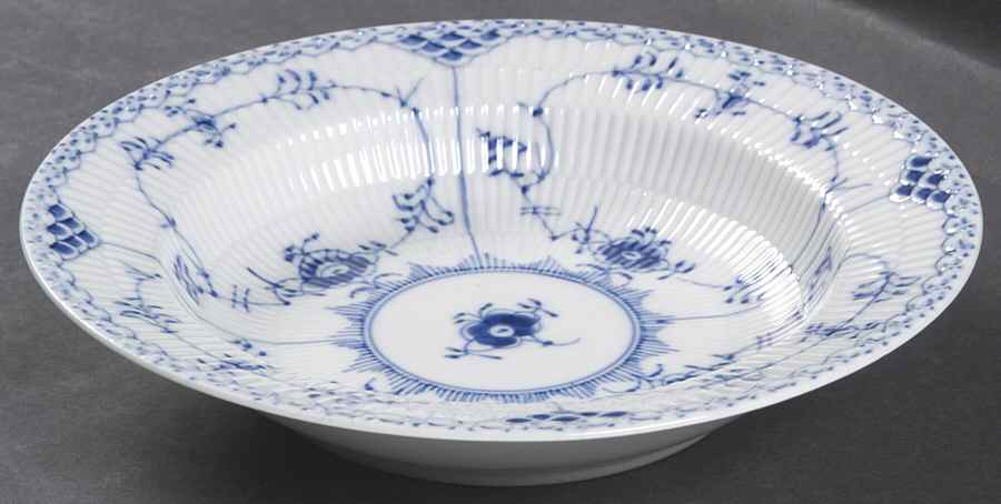 Blue Fluted Half Lace Border (No Trim) Rim Soup Bowl by Royal Copenhagen-1