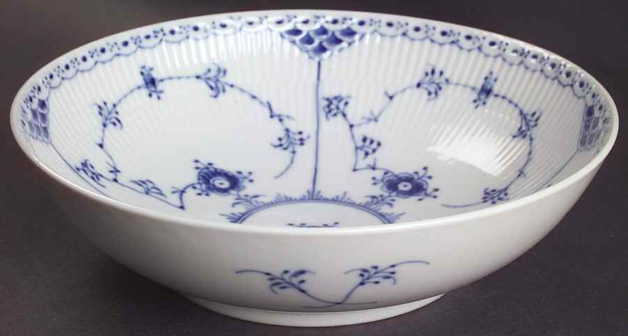 Blue Fluted Half Lace Border (No Trim) 8" Salad Serving Bowl by Royal Copenhagen-1