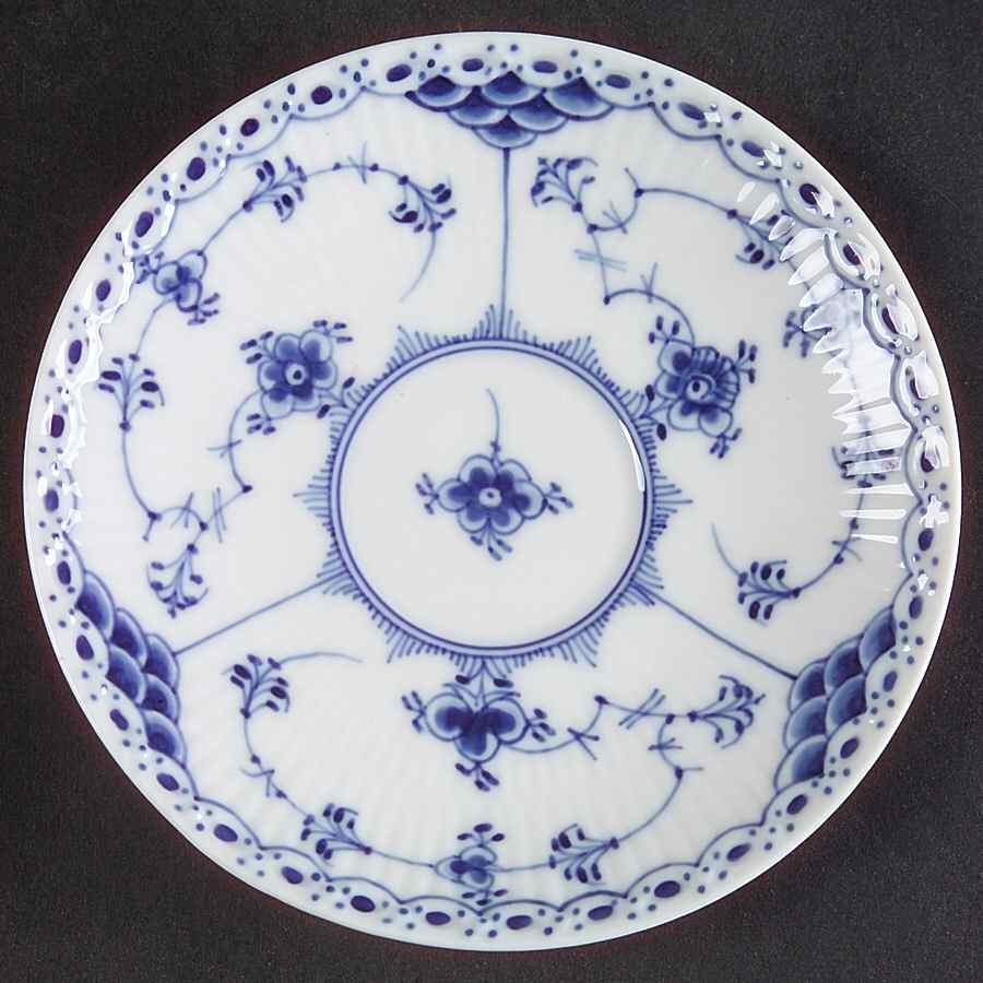 Blue Fluted Half Lace Border (No Trim) Saucer for Flat Cup by Royal Copenhagen-1