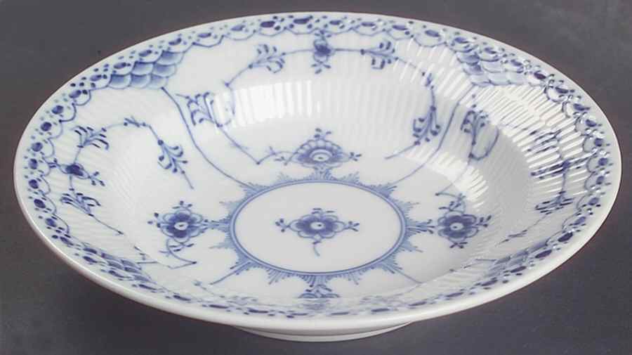 Blue Fluted Half Lace Border (No Trim) Rim Fruit/Dessert (Sauce) Bowl by Royal Copenhagen-1