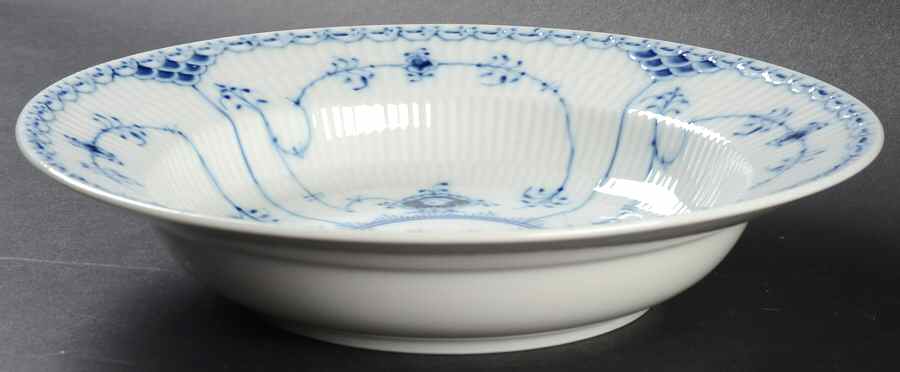 Blue Fluted Half Lace Border (No Trim) Large Rim Soup Bowl by Royal Copenhagen-1