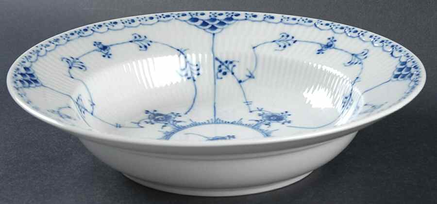 Blue Fluted Half Lace Border (No Trim) Large Rim Soup Bowl by Royal Copenhagen-1