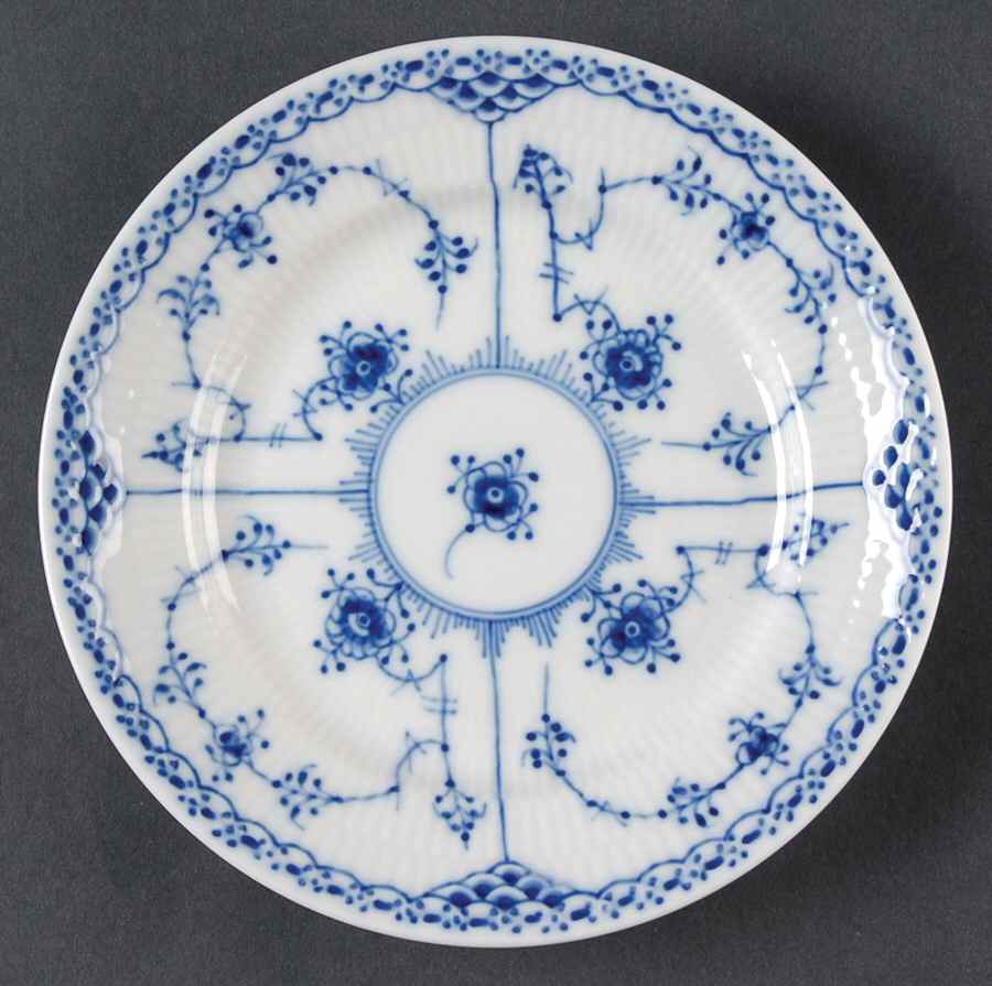 Blue Fluted Half Lace Border (No Trim) Dessert/Pie Plate by Royal Copenhagen-1