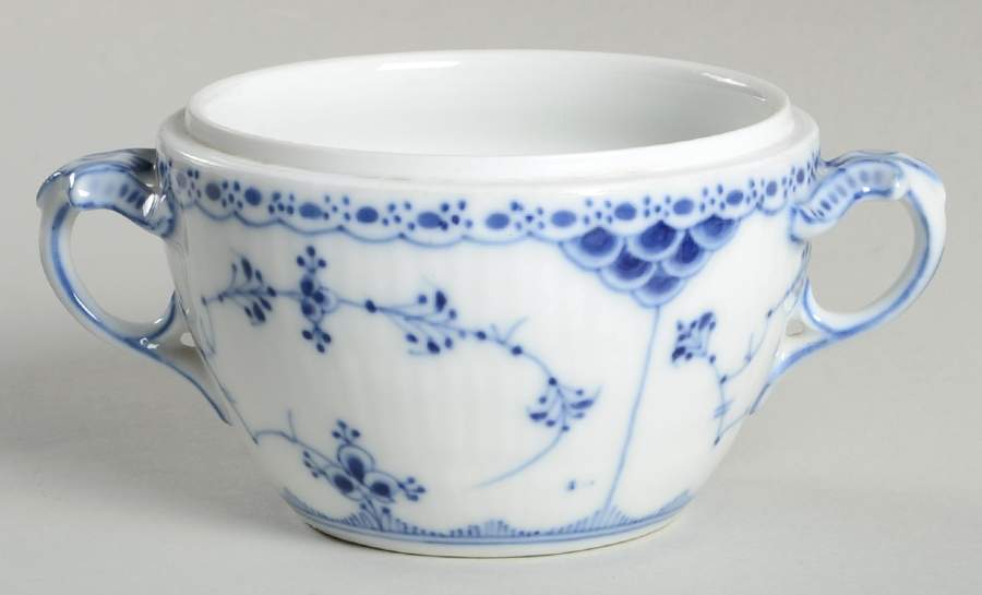 Blue Fluted Half Lace Border (No Trim) Sugar Bowl No Lid by Royal Copenhagen-1