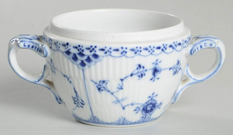 Blue Fluted Half Lace Border (No Trim) Sugar Bowl No Lid by Royal Copenhagen-1