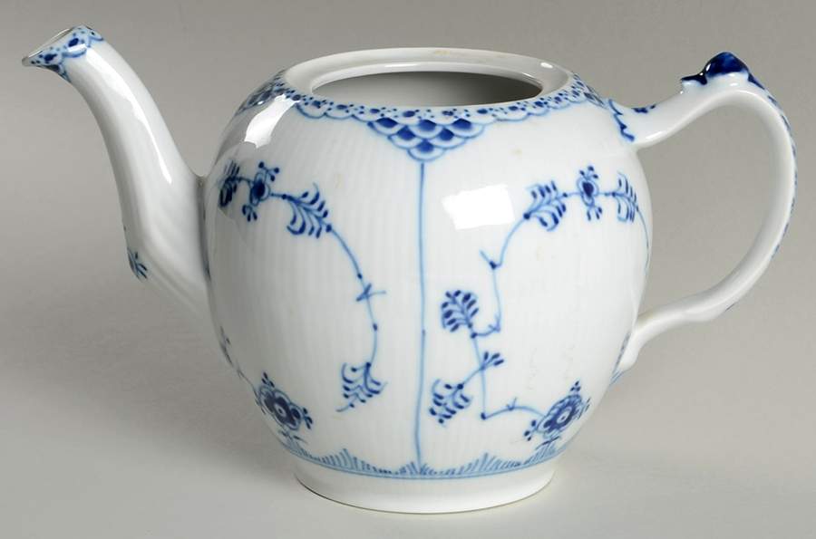 Blue Fluted Half Lace Border (No Trim) Teapot No Lid by Royal Copenhagen-1