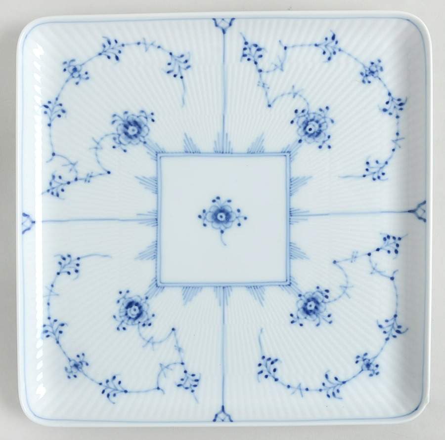 Blue Fluted Plain (No Trim) 8" Square Plate by Royal Copenhagen-1