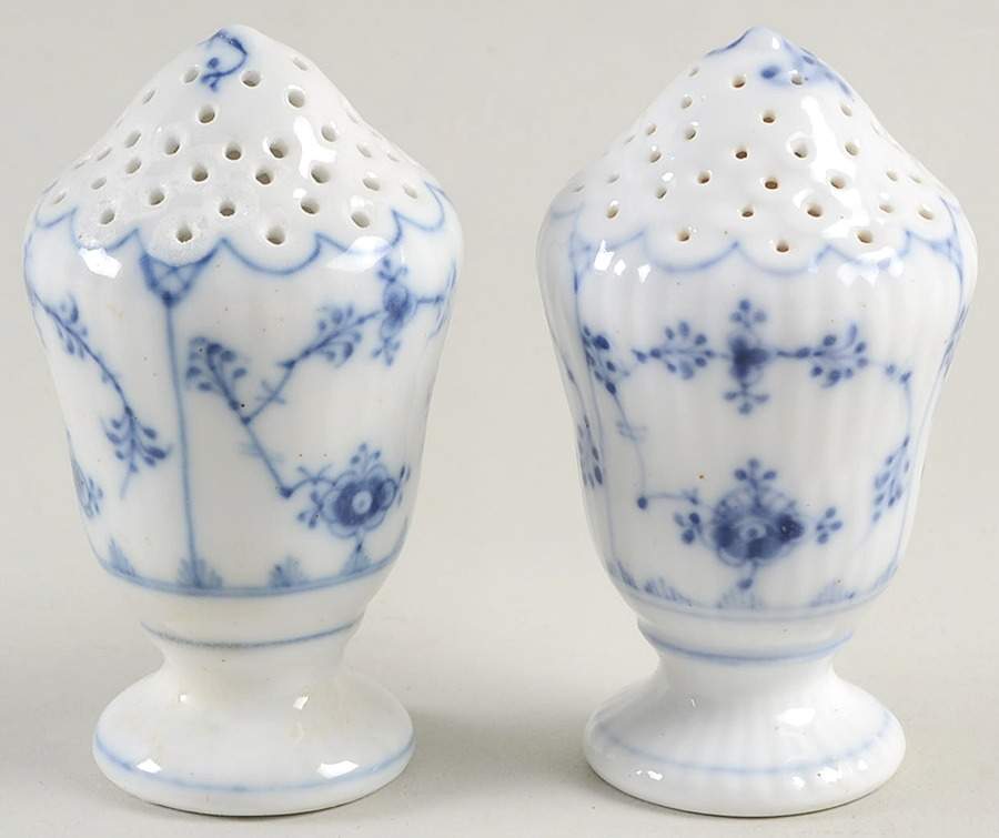 Blue Fluted Plain (No Trim) Salt & Pepper Set by Royal Copenhagen-1